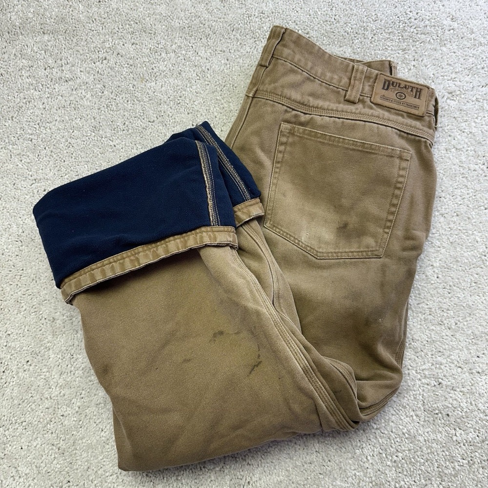 Duluth Trading Fleece Lined Pants Mens Size 38x33 Brown‎ Workwear